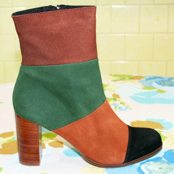 40EU Patchwork Suede Ankle Boot NIB - Picture 2 of 8